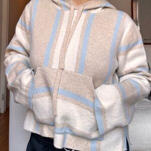 La ligne Beige and Blue Striped Baja Hoodie size small